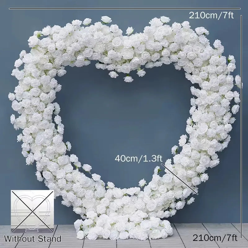 Luxury Red/White/Pink Rose Floral Arrangement Cloth Base Heart-Shaped Frame Arch Wedding Backdrop Decor Window Display Props A8869
