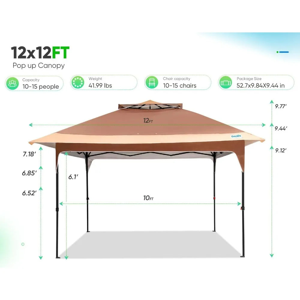 12x12FT Outdoor Pop up Canopy Tent, 420D Oxford Fabric, SPF50 + Sun Protection, Easy Setup Gazebos Ideal for Backyard & Camping