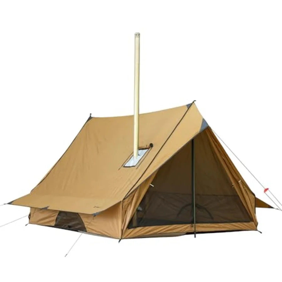 Camping Hot Tent Cabin Tent Chalet 70 Pro Portable Wall Tent with Stove Jack and Two Poles for 2-3 Person Hiking Backpacking