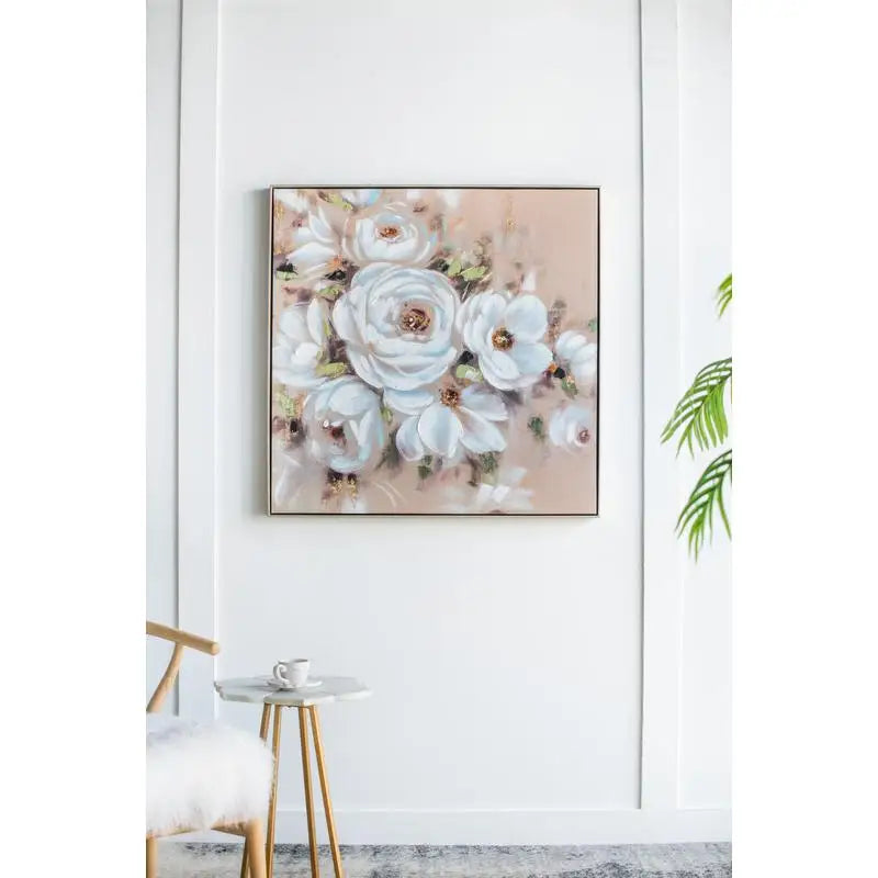 36x36 Square Framed Wall Art - Flower Canvas Print for Home Decor in Living Room, Kitchen, Foyer, Office