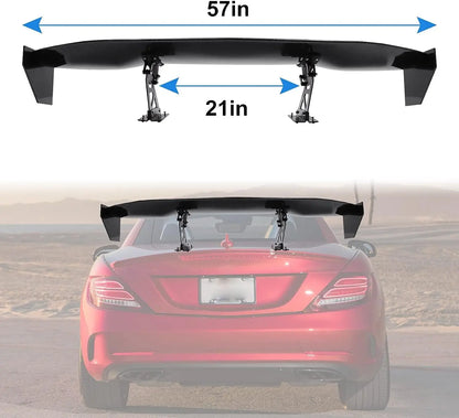 UNIVERSAL 57" WING DRAGON-2 STYLE GT TRUNK ADJUSTABLE SPOILER WING Carbon Fiber