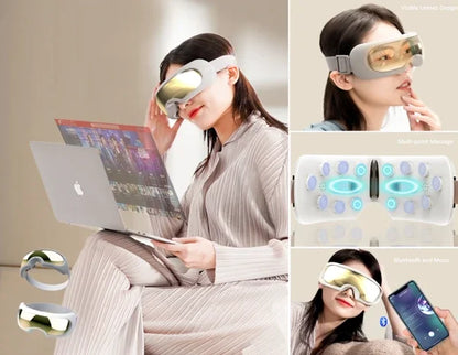 PSQNA6 Eye Massager, 6 Massage Modes, 1100mAh Battery, 2H Runtime, Heated Comfort