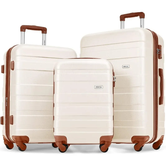 Luggage 3 Pcs ABS Hardside Luggage Sets Spinner Wheels Suitcases