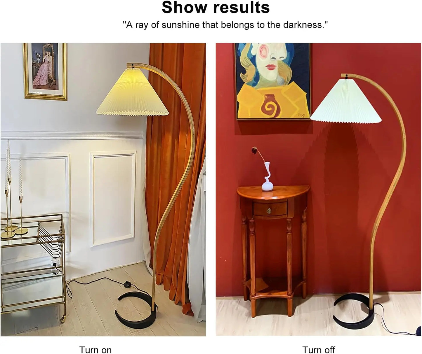 TIRAMISUBEST Vintage 59" Arched LED Floor Lamp - Beige