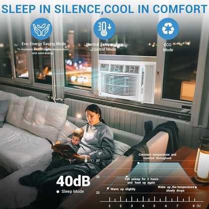 8,000 BTU Window Air Conditioner,AC Window Unit Cool up to 350 Sq. Ft w/Wifi Controls & 4 IN 1 Cooling, Dry, Fan,and Auto Mode