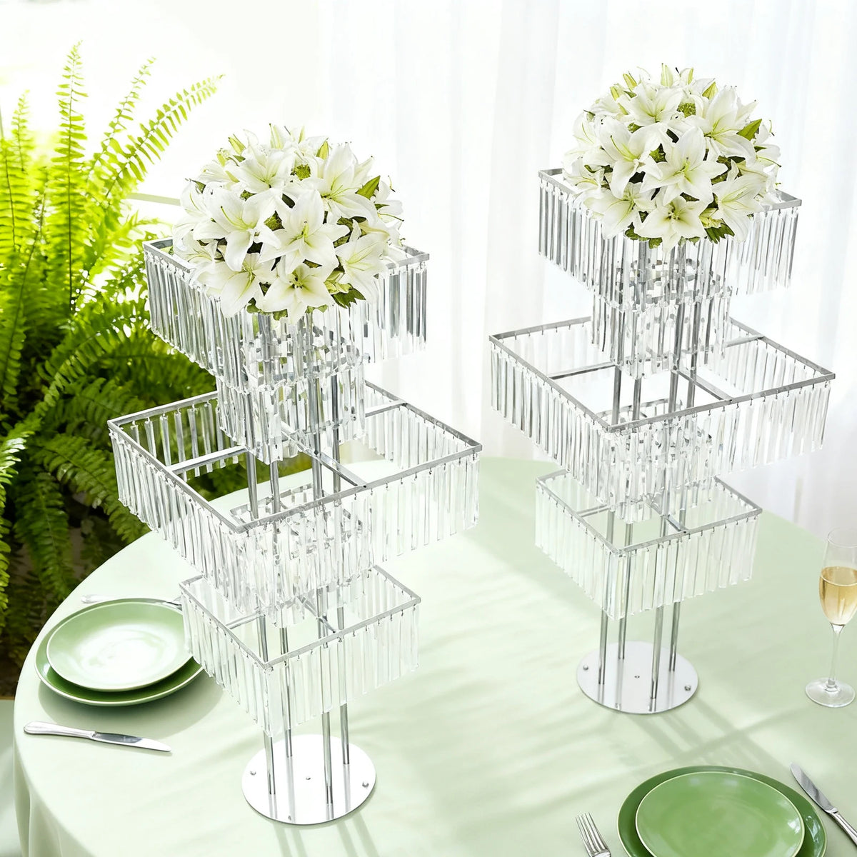 2pcs 5-Tier Flower Stand for Wedding Birthday Party Events Flower Vase Stand for Centerpieces Wedding Flower Stand Gold/silver
