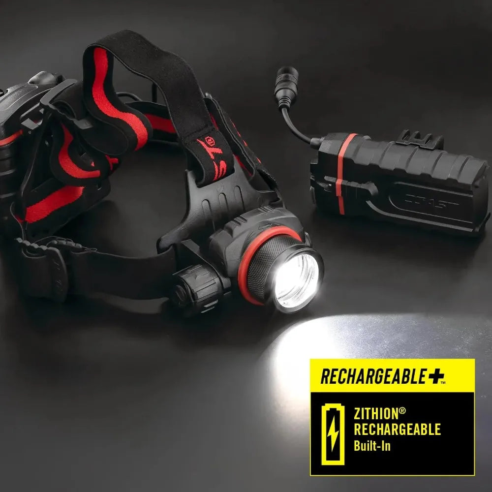 800 Lumen Rechargeable LED Headlamp with Focus Beam, Black - Bright Hands-Free Light for Outdoor Activities