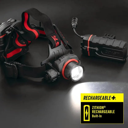 800 Lumen Rechargeable LED Headlamp with Focus Beam, Black - Bright Hands-Free Light for Outdoor Activities