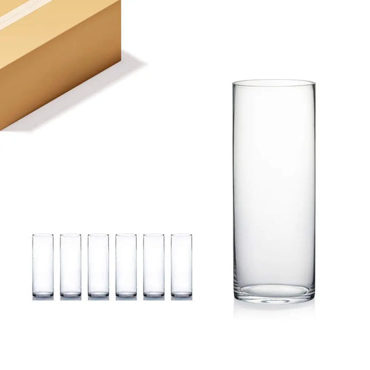Cylinder Vase Bulk, Width 6, Height 16, Clear Glass Container Terrarium Candle Holder for Wedding Centerpiece, Party Event, Hom