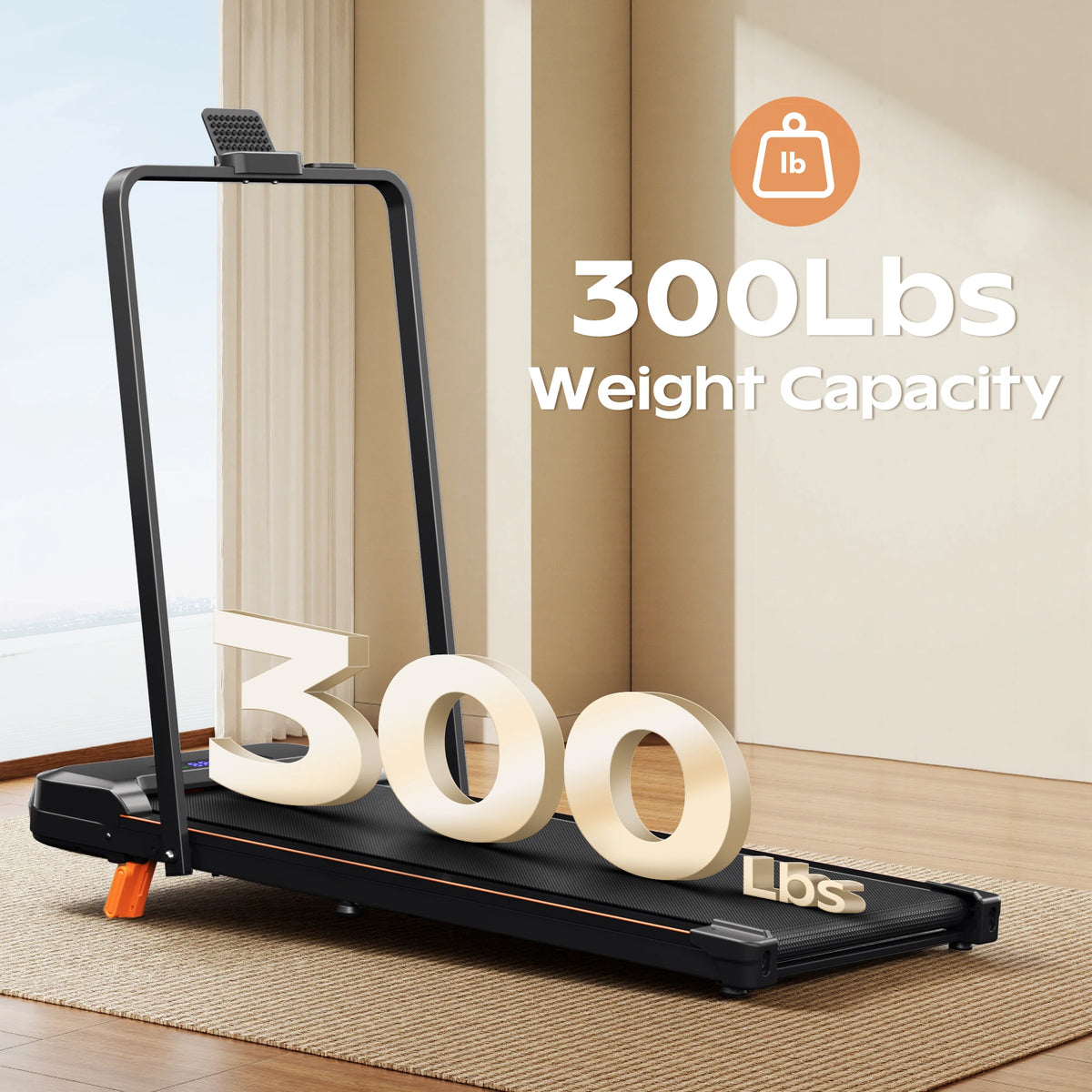 KERDOM 4 in 1 Climbing Treadmill with Handrail Handle Bar, Low Noise Running Pad with 6% Incline for Home Gym Fitness, LED Display & Phone Holder, Under Desk Portable Folding Walking Pad Space Saving for Office/Jogging/Pet Ex