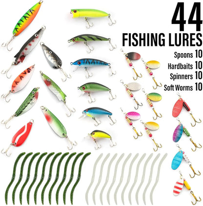 125-Piece Telescopic Fishing Rod Reel Combo with Tackle Bag, Collapsible Travel Set for Freshwater Saltwater