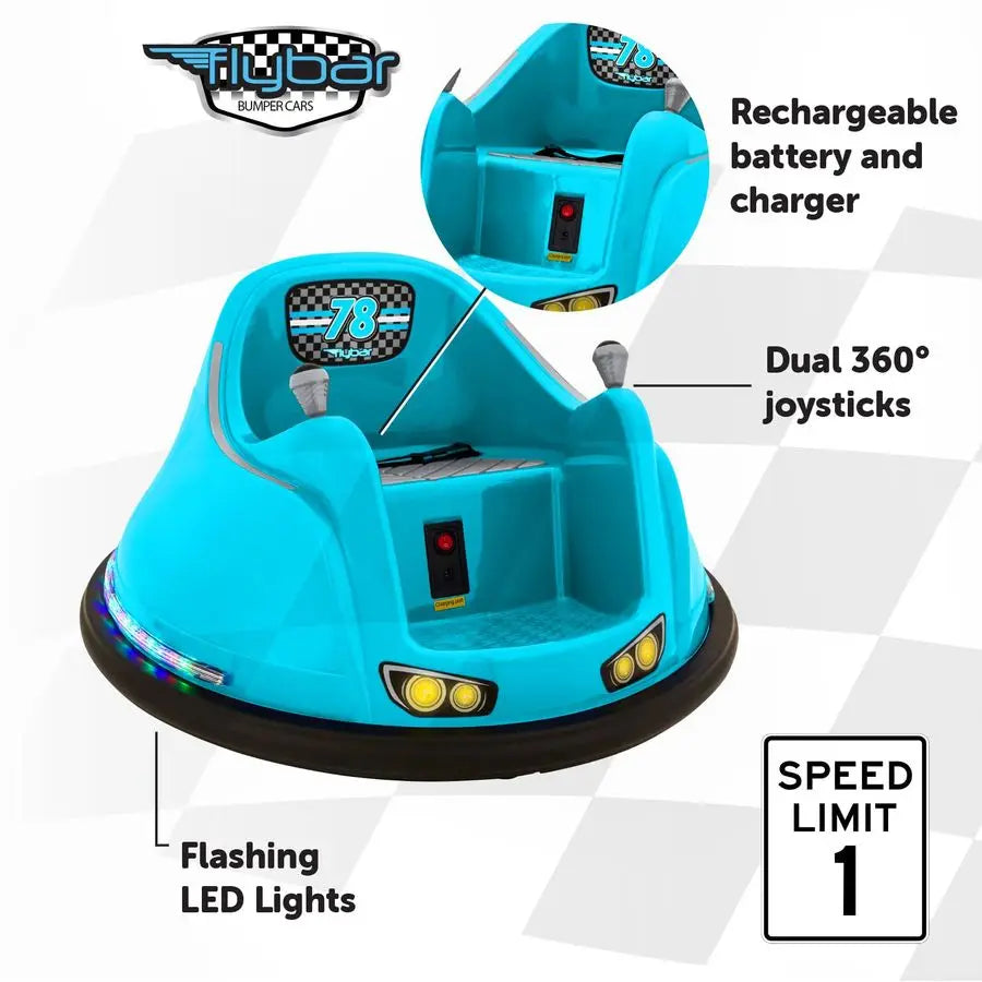 FunPark 6V Bumper Car 360 Electric RideOn Toy with LED Lights, Safety Seat Belt, Soft Bumpers Indoor amp Outdoor Bumper Car for