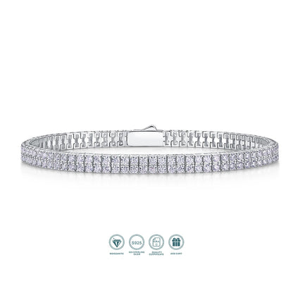 JIUZUAN Moissanite Tennis Bracelet Square Design 925 Silver 18K Gold Plated for Women Jewelry Gift Comes with GRA Certificate