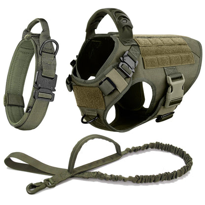 Large Dog Harness Collar Leash Set Military Dog Harnesses Pet Tactical Vest Training German Shepherd For Medium Large Dogs