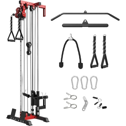 Wall Mount Cable Station, Crossover Machine with Dual Pulley System Positions for Home Gym Fitness Equipment
