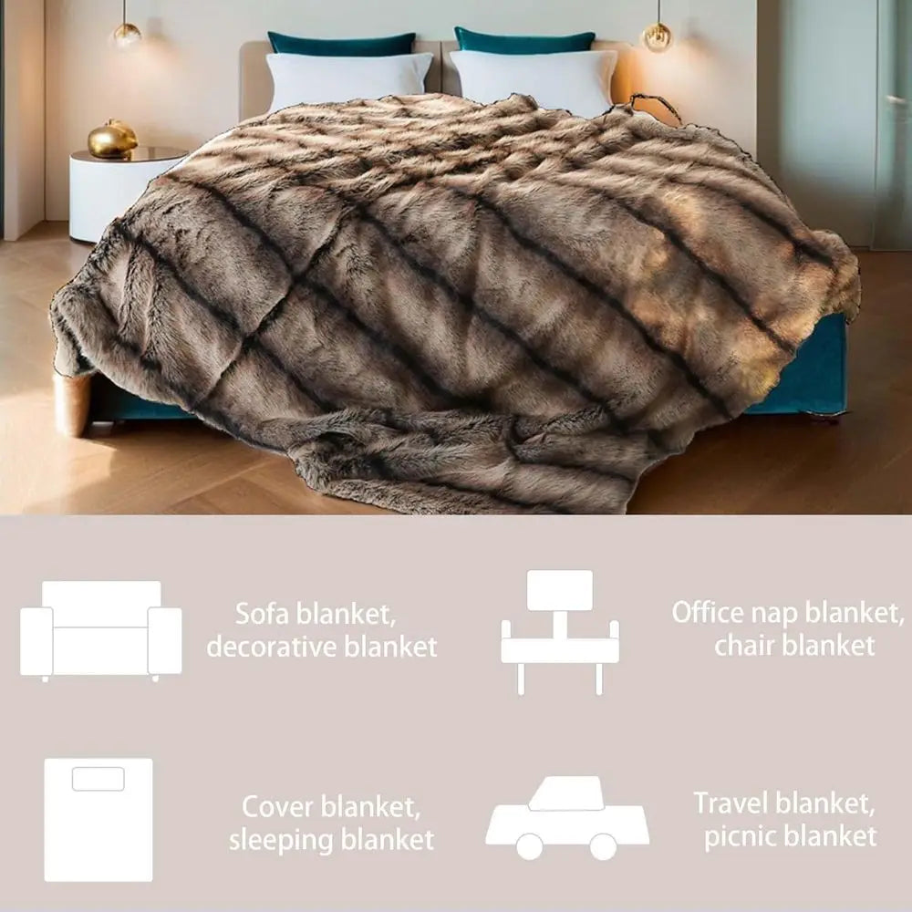 Mink Fur Blanket Luxury Fur Throw Blanket Sofa Fluffy Blanket Super Warm Elegant Cozy Fuzzy Throw Blankets for Couch, Armchair a