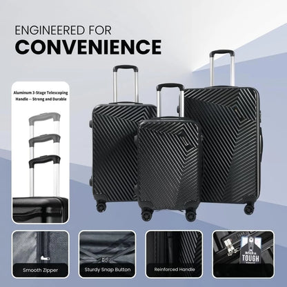 3-Piece Lightweight Hardside Spinner Luggage Set with TSA Lock, 3 piece suitcase set (20in24in28in) (Cherry Red)