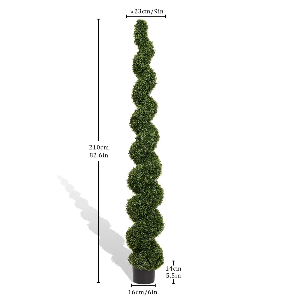 Spiral Topiary Trees Artificial Outdoor Faux Boxwood Plants Large Twisted Green Potted Trees for Garden Front Porch Patio Planter Decoration, 1pc/set