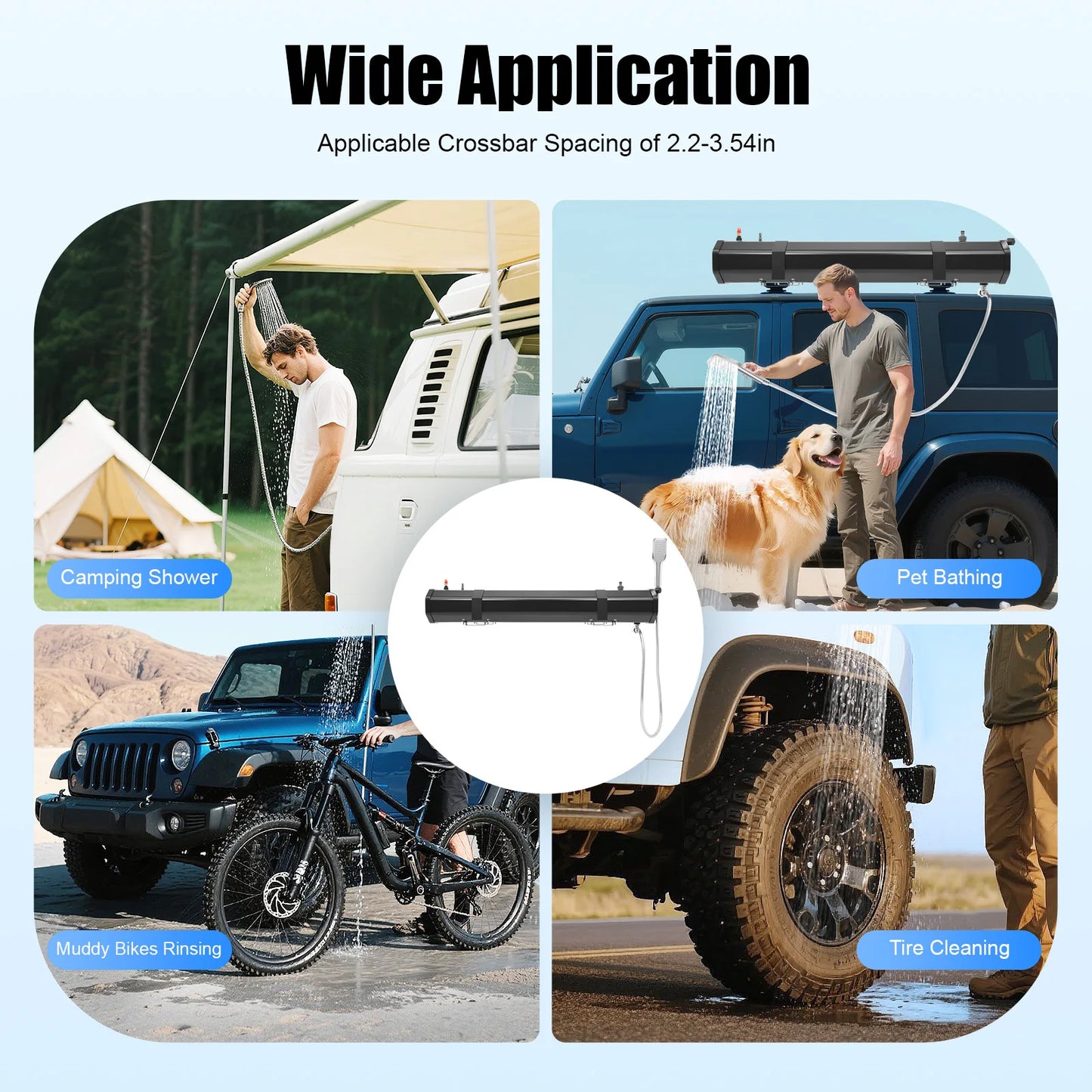 30L Portable Water Tank for Camping, Roof Rack Mount Road Shower, Outdoor Activities Water Supply  for freshwater washing