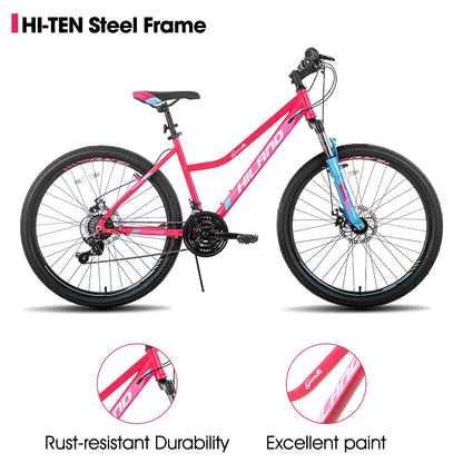 Hiland 26 Inch Womens Mountain Bike,with Step-Through Frame,Shimano 21 Speeds,Suspension Fork MTB,Bicycle for Women Men Adult