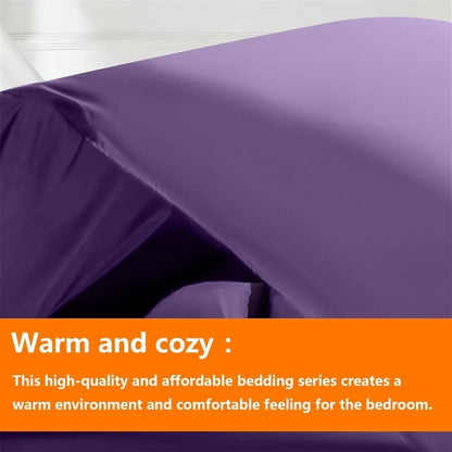 Purple Full Size Bed in a Bag Comforter Set 7 Pieces All Season Soft Quilted Warm Fluffy Reversible Bedding with Flat Sheet Fit