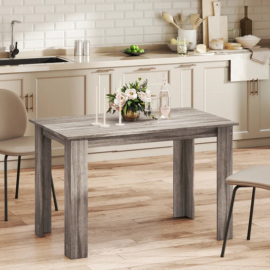 Modern 6‑Person Dining Table, 47.2" W Small Kitchen Dinner Table with Water‑Resistant Melamine Wood‑Grain Surface, Triangular Leg Stable Frame for Small Dining Area