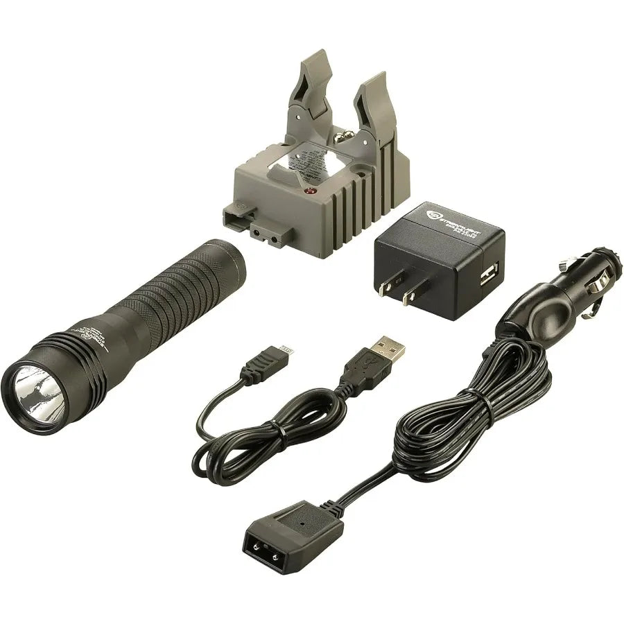 74751 Strion LED HL 615Lumen Rechargeable Professional Flashlight with 120V AC 12V DC Charger and 1 Charger Holder for Outdoor