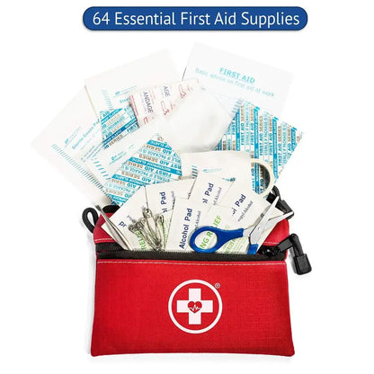 2in1 First Aid Kit for Car, Travel amp Home, Businesses Bonus Mini Kit for Medical Emergency Aid, Survival, Camping 64 Piece, 25