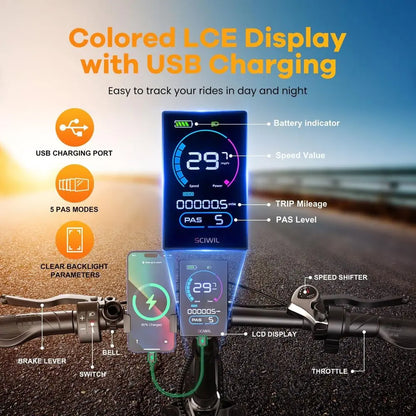 Luxury Adult Folding Electric Bike: 1000W Motor, 48V 20AH Battery, 30MPH, 80 Miles Range, 20 Fat Tires, 7-Speed