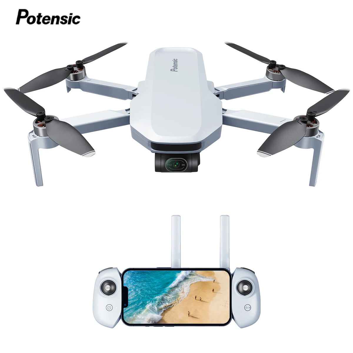 Potensic C0 4K GPS Professional Drone Max 6-KM, 3-Axis Gimbal, Visual Tracking, QuickShot, Under 249g, Return to Home-ATOM