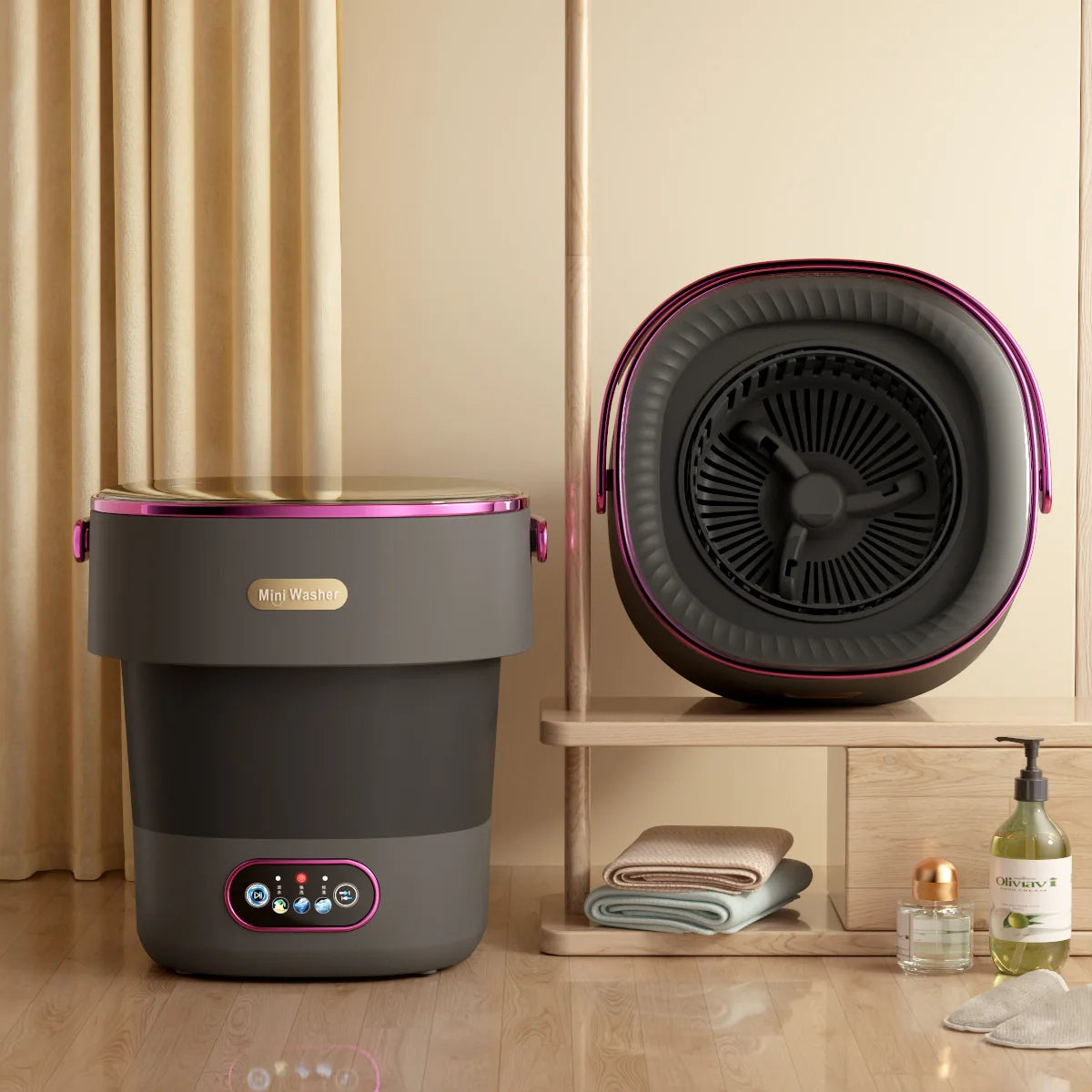 Portable Washing Machine With Spin Dryer, Fully Automatic 13L Folding Mini Washing Machine For Underwear, Baby Clothes Cleaning