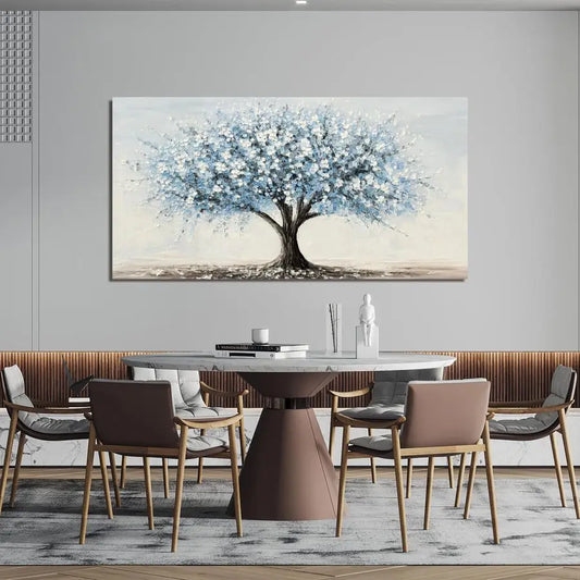 Wall Art Decor Large Tree of Life Wall Art Decorations Canvas Art Wall Decor Wall Art Pictures for Living Room Vintage White Blu