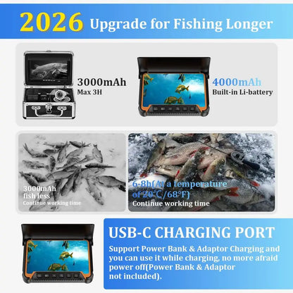 Fishing Camera, 7 IPS Monitor, Infrared Night Vision, 98ft 30M Cable Fish Finder Waterproof Portable Fish Camera for Ice, Lake,