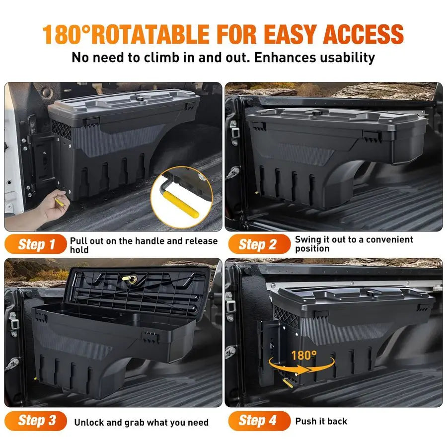 Truck Bed Tool Box Left Drivers Side Truck Tool Box Fit for Dodge Ram 1500 2500 3500 20022018 ABS Swing Case Truck Bed Storage B