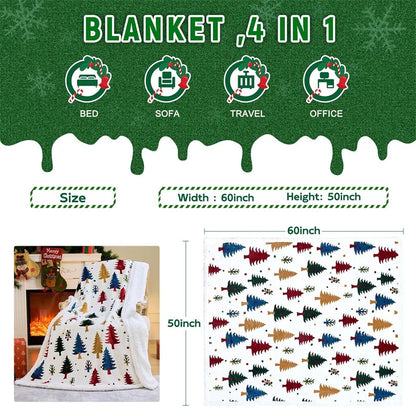 Christmas Sherpa Fleece Throw Blanket - Holiday Plush Blanket for Couch, Sofa & Bed, Festive Gift for Women