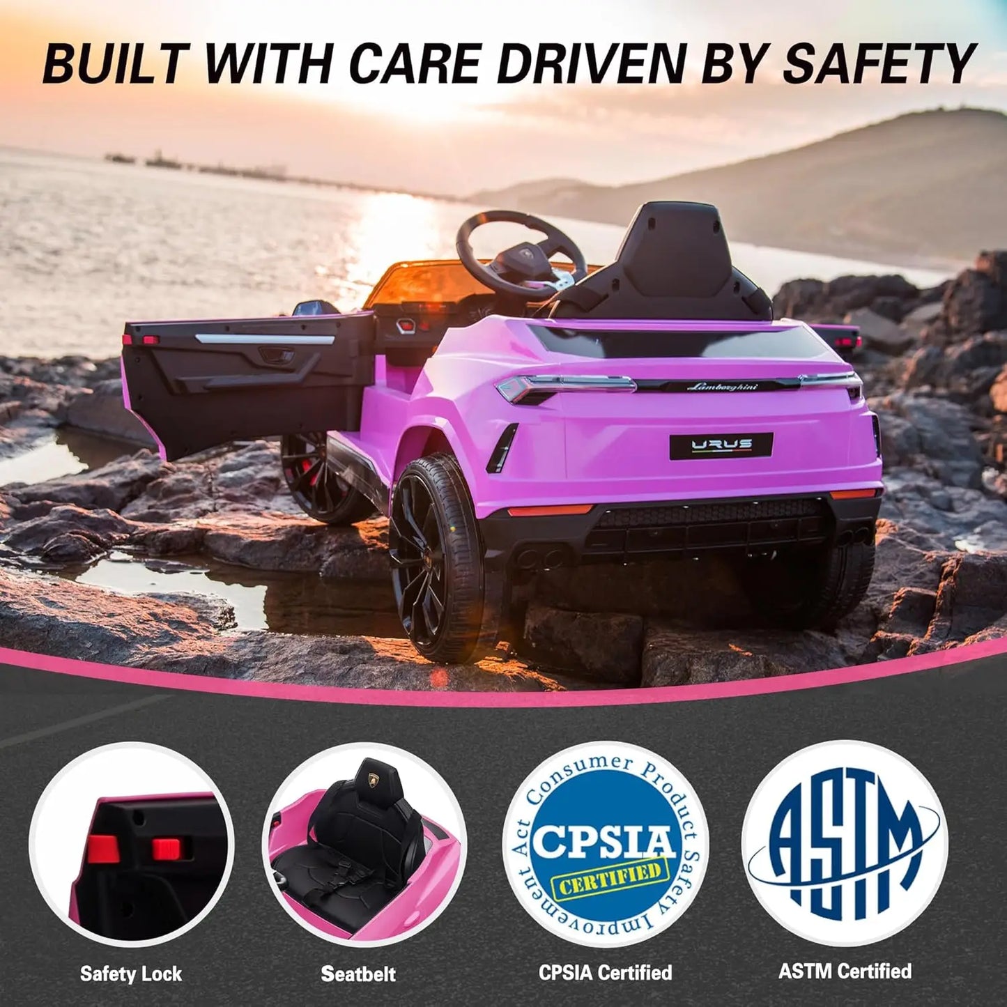 Licensed Urus Ride On Truck Car Toy, 12V Battery Powered Electric 4 Wheels Kids Toys w/Parent Remote Control, Foot Pedal, Music,