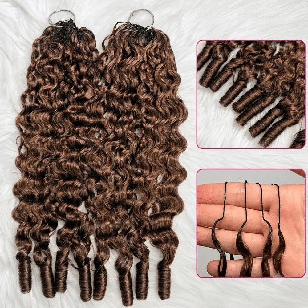 Chocolate Brown Miracle Knots Crochet Human Hair For Braiding Crochet Braids Burmese Curly Crochet Hair Extension 100% Human Hair