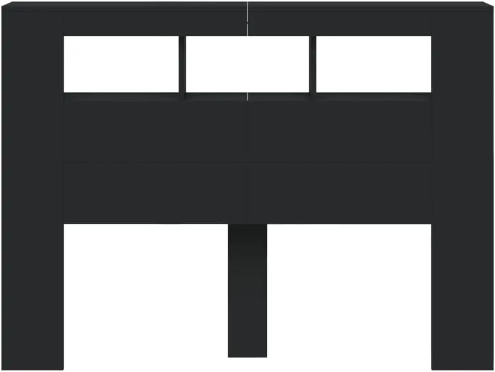 Headboard for Queen Size Bed, Black Engineered Wood, 140cm Wide, RGB Lights, Wall Mounted, Storage She