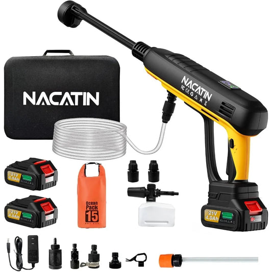 1200PSI Cordless Pressure Washer, 2X 4.0Ah Battery Power Washer with Triplex Plunger Pump & Pressure Settings, 500W Brushless Mo