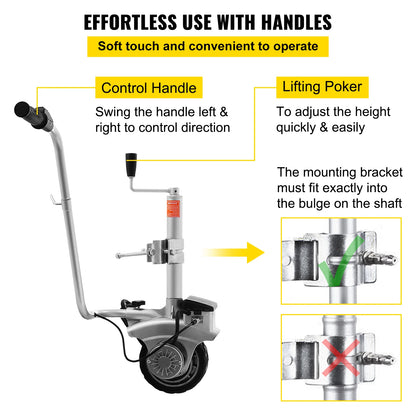 SucceBuy 350W12V Motorised Jockey Wheel 2270KG Vehicle Load  Caravan Boat Wheel Dolly Trailer Pickup Power Mover Car Accessories