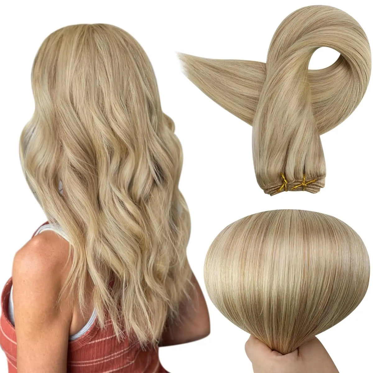 Full Shine Straight Human Hair Extensions Sew in Silky Skin Double Weft Hair Extensions For Salon