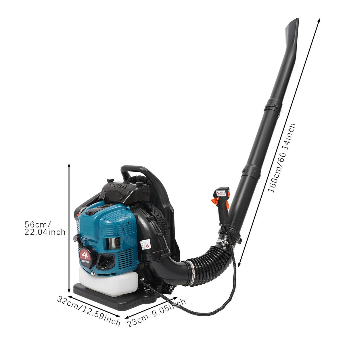 75.6CC 4 Stroke Backpack Leaf Blower 2.6KW Gasoline Powered Engine Lawn Blower Cordless Snow Dust Blowing Cleaning Tool 7000Rpm