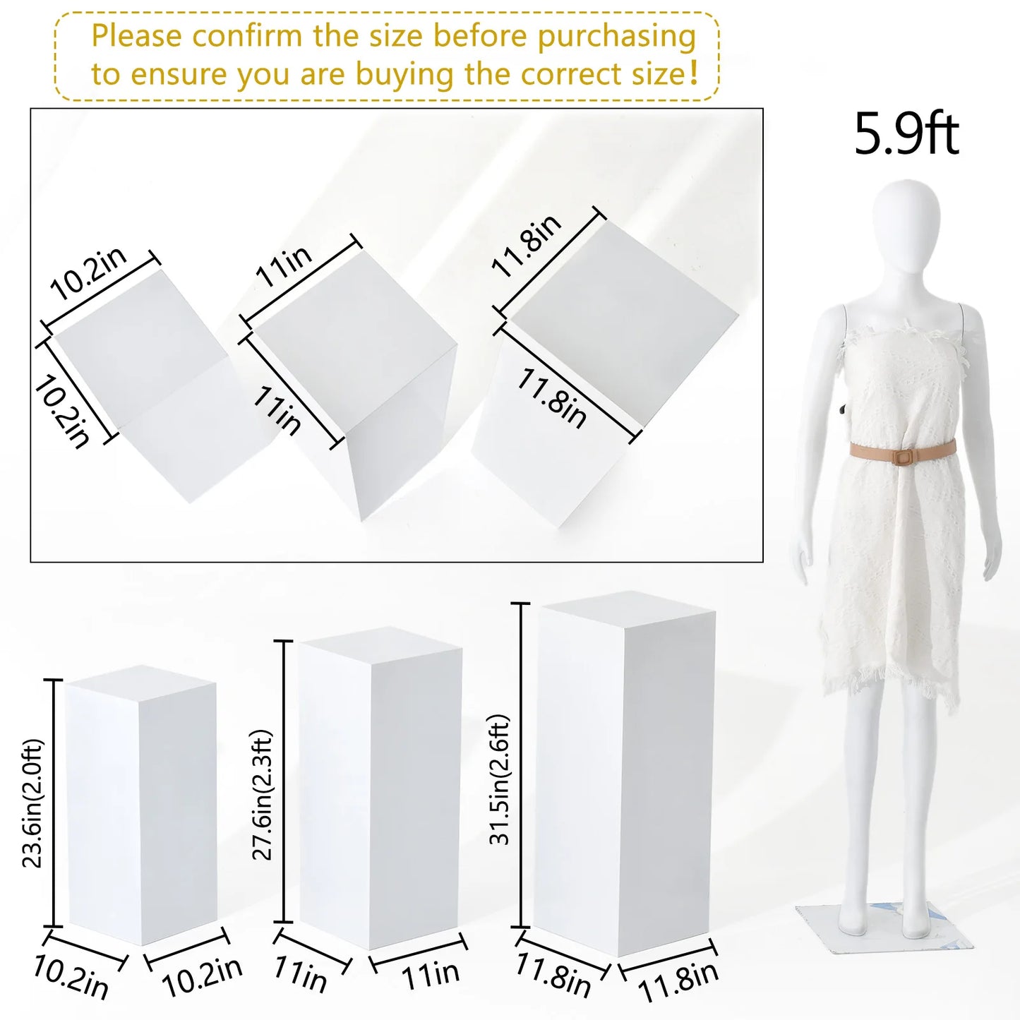 6PCS Metal Display Pedestal Stand for Birthday White Pedestal Stands Pillar for Wedding Dessert Table Display Stand Column Decor