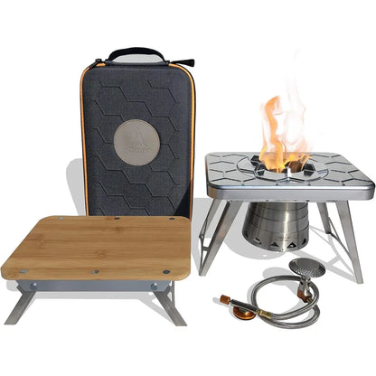 Outdoor camping cookware Cooking stove prepared surface set to carry suitcases for hiking and backpacks