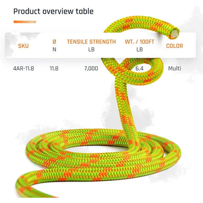 Arborist Rope 11.8mm x 120Ft, USA Made High-Strength 24-Strands Static Climbing Rope - 7,000 lb Strength for Tree Climbing