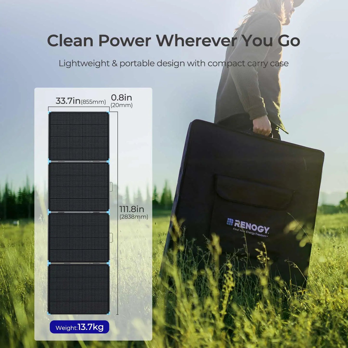 Renogy 220/400W Lightweight Portable Solar Suitcase, Foldable Solar Panel with Kickstands for RV,Camping, Off Grid System