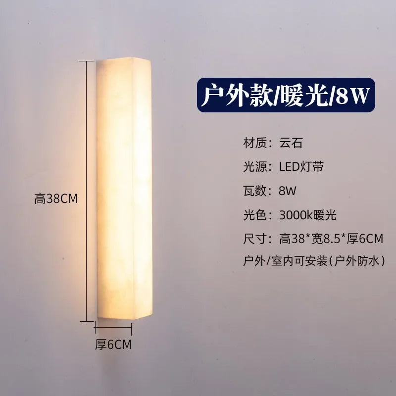 Marble Long Strip Wall Lamp for Living Room Hall Hotel Corridor Indoor Home Decor Modern Copper LED Wall Sconce Lighting Fixture