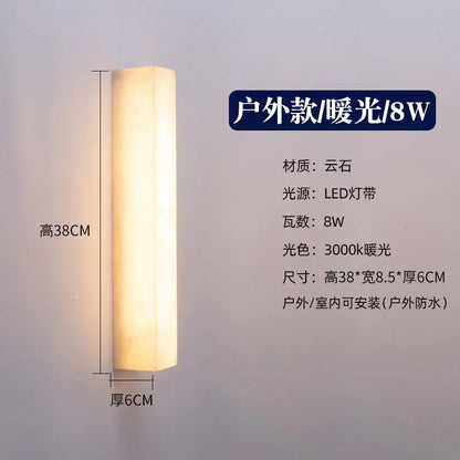 Marble Long Strip Wall Lamp for Living Room Hall Hotel Corridor Indoor Home Decor Modern Copper LED Wall Sconce Lighting Fixture