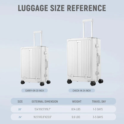 20 Inch Carry On Luggage TSA Approved, Aluminum Frame Zipperless Luggage Carry On with Compartment for Short Trips