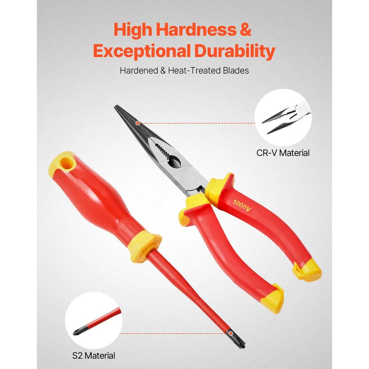 50-Piece Insulated Screwdriver Set, Professional Electrical Screwdriver Set, 1000V Insulated Electrician Tool, with Magnetic Tips, T-Handle Hex Wrench, Screwdriver, Single-Pole Voltage Tester